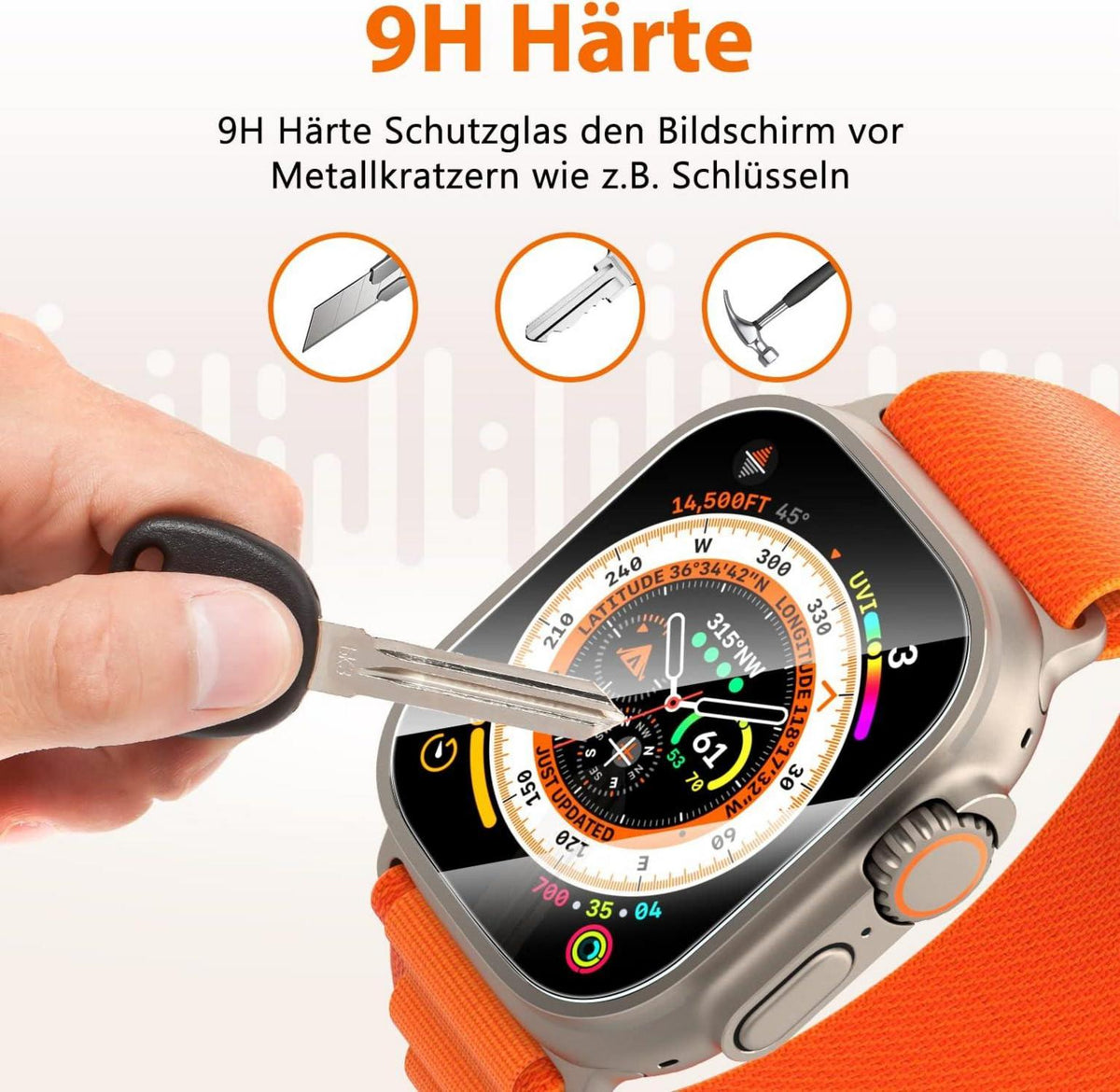 Panzerfolie Apple Watch Ultra/Ultra 2 Schutzfolie 9H Full Screen 4