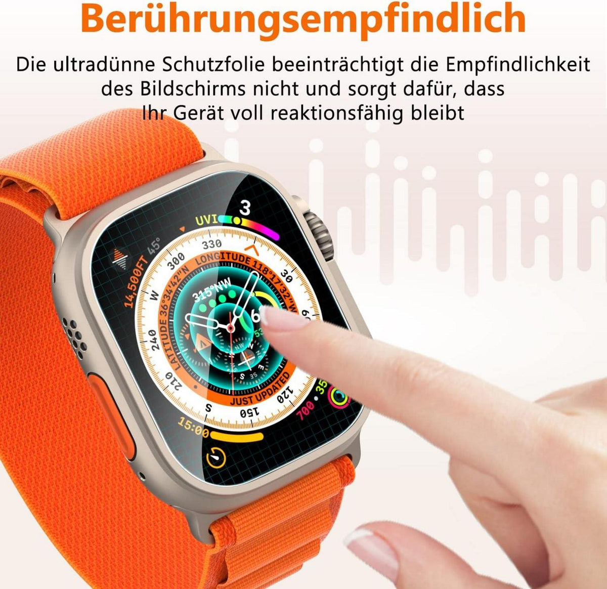 Panzerfolie für Apple Watch Ultra 49mm Full Screen 9H - 4 Stück