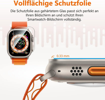 4er Pack Apple Watch Ultra 49mm Schutzfolie 9H - Blasenfrei