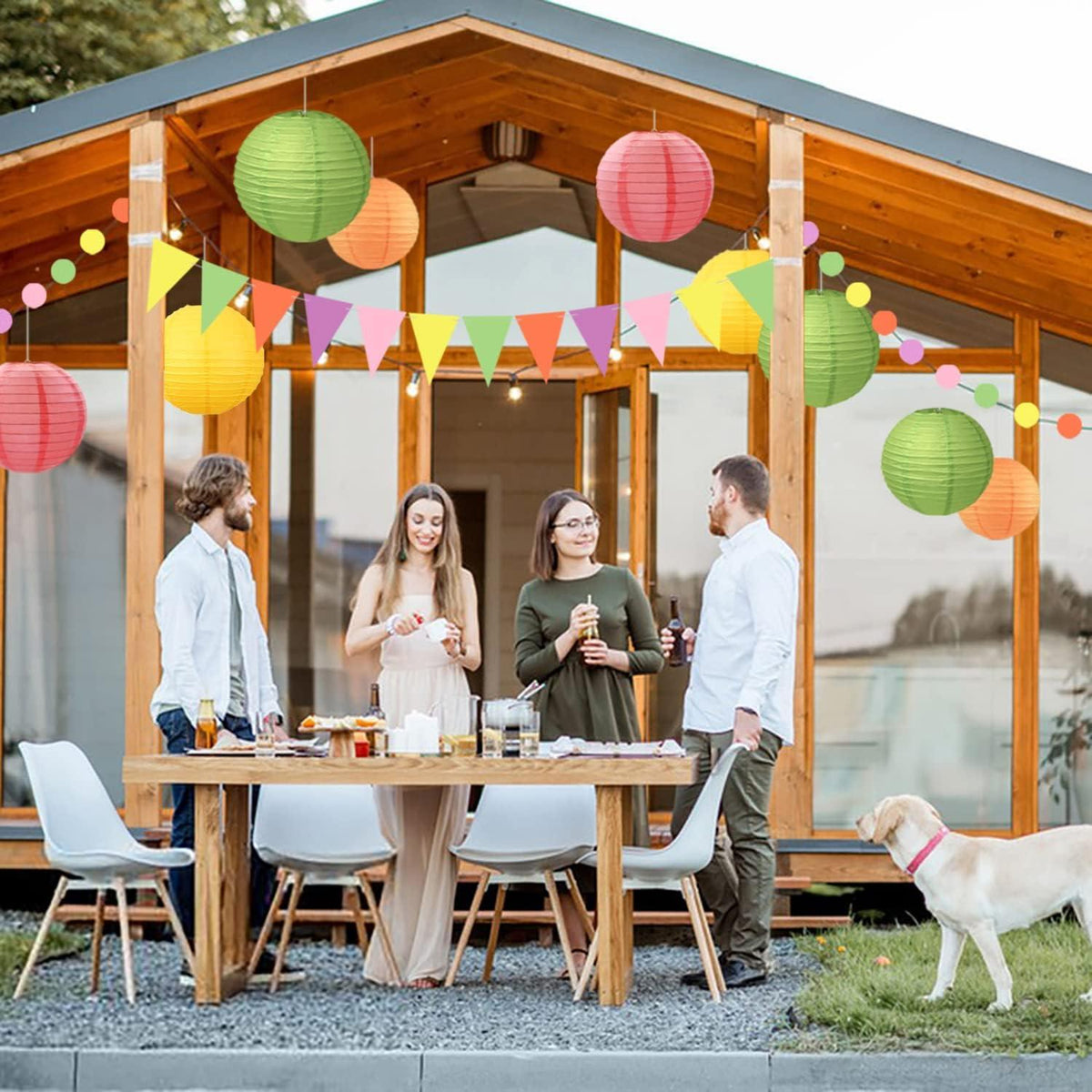 Sommer Party Deko Papierlaterne Hawaii Gartenparty Lampion Gelb Orange
