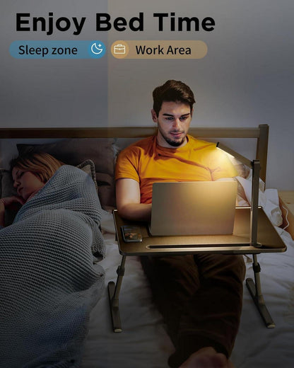 SAIJI Laptoptisch Betttisch LED Lampe höhenverstellbar Buchständer