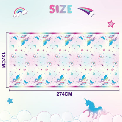 Einhorn Tischdecke Regenbogen 137x274cm Mädchen Party Deko PE Kunststoff