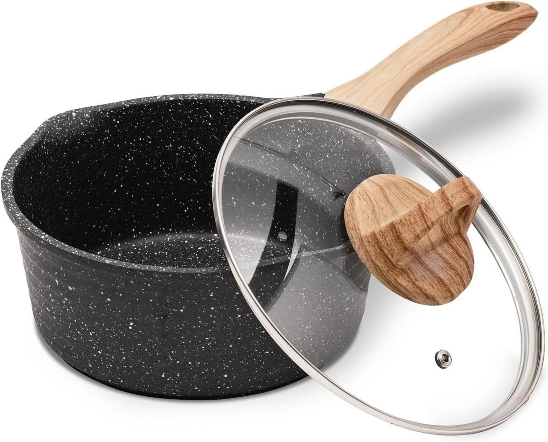 Antihaft-Kasserolle 16cm Stielkasserolle mit DeckelAntihaftbeschichtet