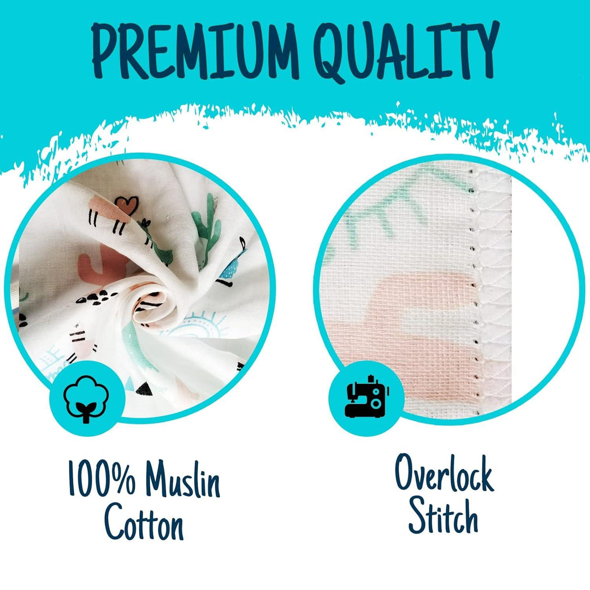 Babytücher aus Stoff 100% Baumwolle Tier-Muster bunt 6er-Set