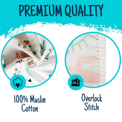 Babytücher aus Stoff 100% Baumwolle Tier-Muster bunt 6er-Set