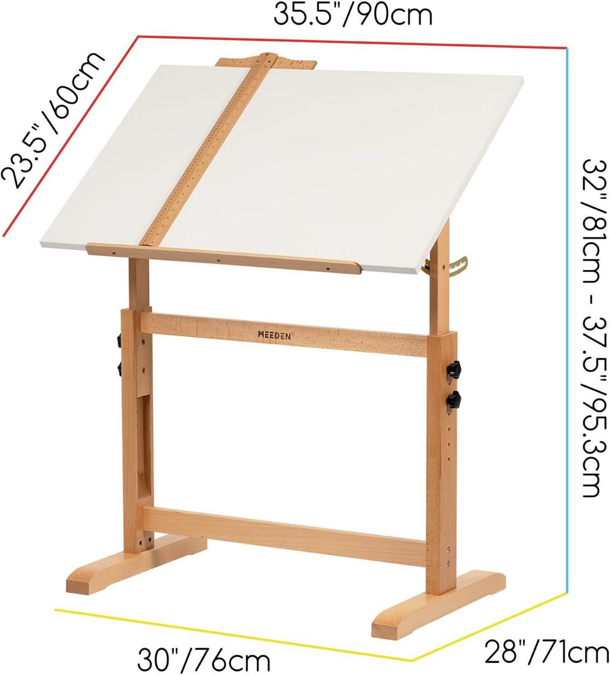Zeichentisch 90x60 cm Künstlertisch Buchenholz Neigbar Robust
