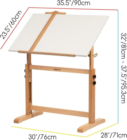 Zeichentisch 90x60 cm Künstlertisch Buchenholz Neigbar Robust