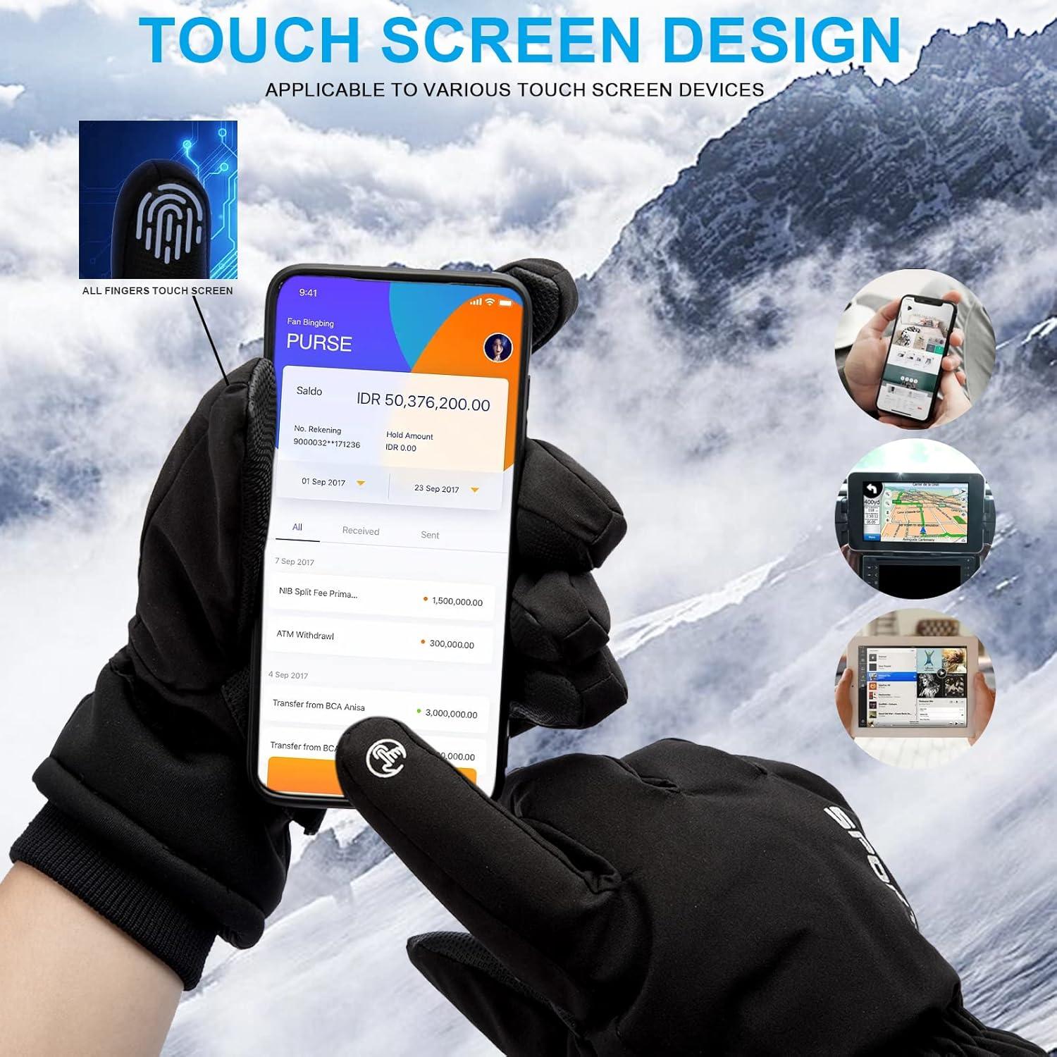 Winterhandschuhe Herren Damen Wasserdicht Skihandschuhe Thinsulate Touchscreen Warme Handschuhe
