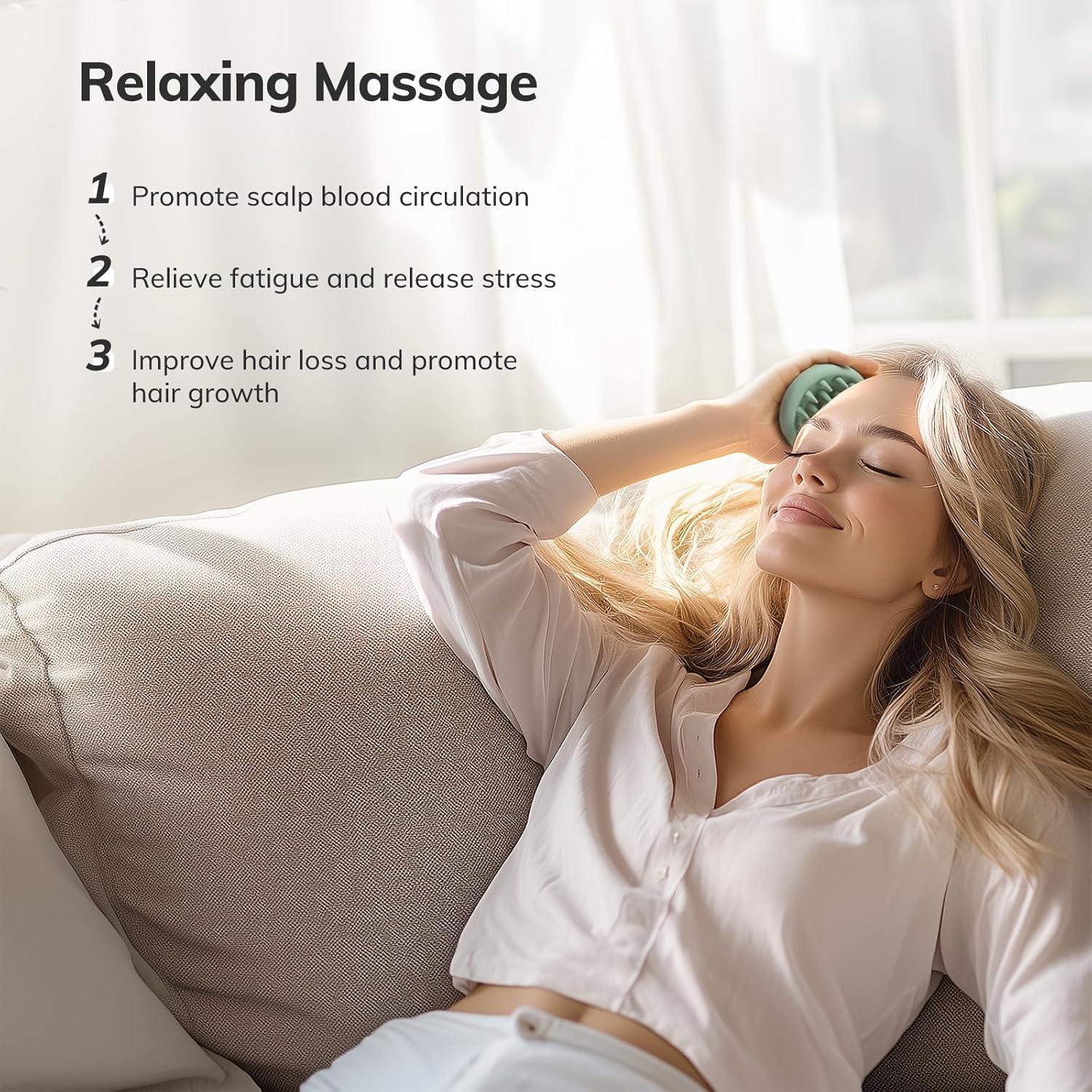 Silikon Kopfhaut Massagebürste Shampoo Bürste Nass & Trocken Grün