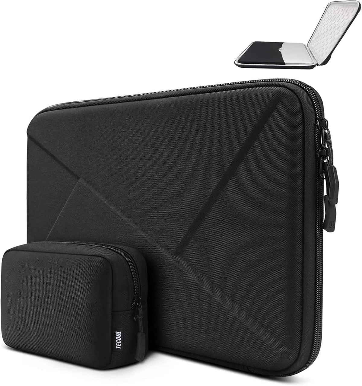 TECOOL Laptophülle 13 Zoll Stoßfest MacBook Air Pro 13-Schwarz