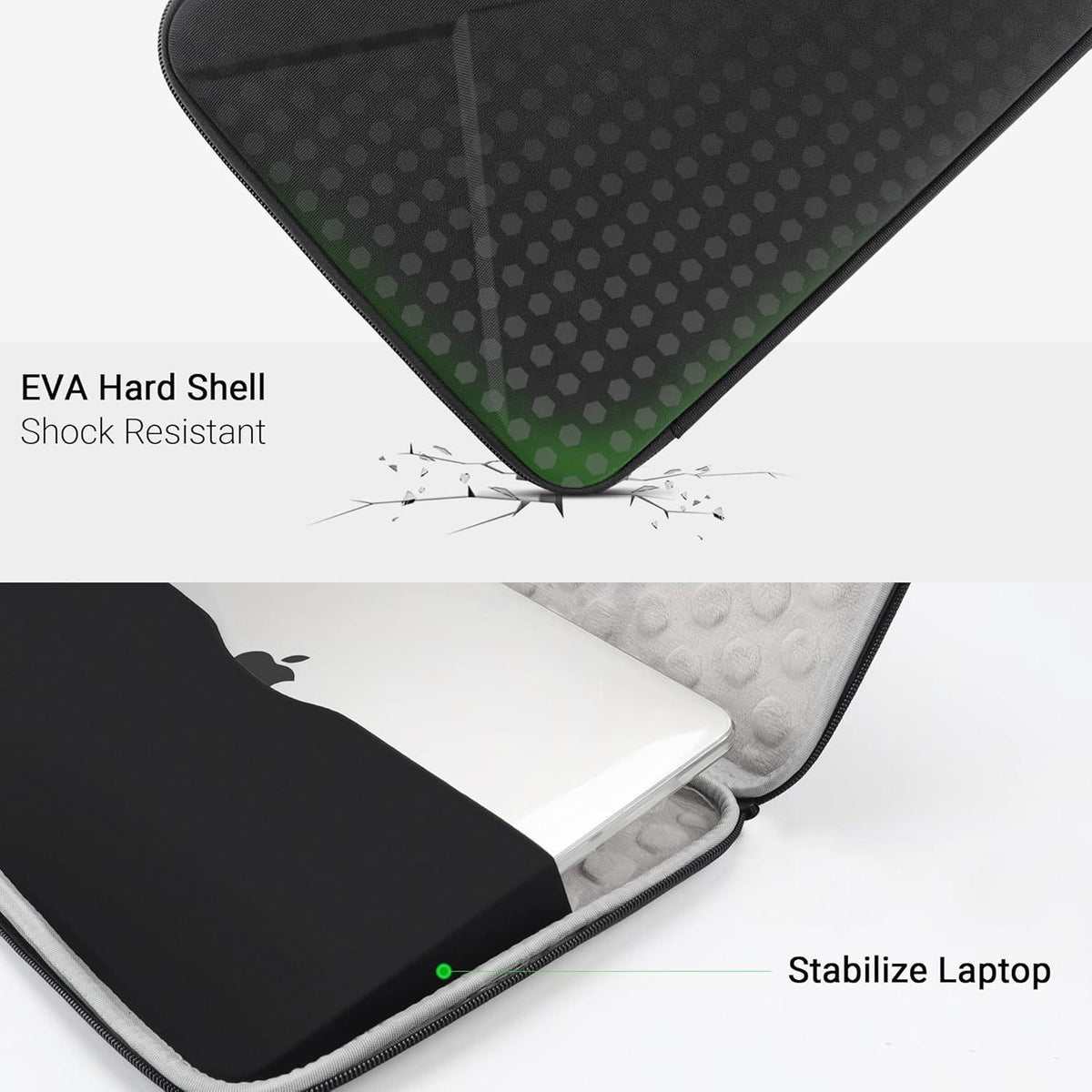 TECOOL Laptophülle 13 Zoll Stoßfest MacBook Air Pro 13-Schwarz
