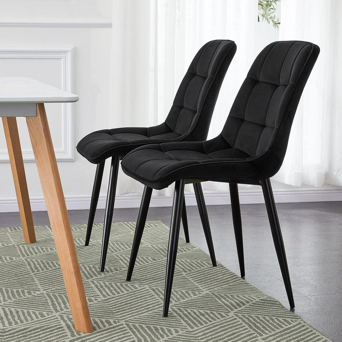 Esstisch Set mit 4 Samtstühlen – Modernes Esszimmer Set (140cm Braun)