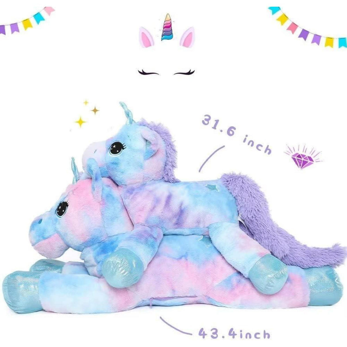 XXL Einhorn Kuscheltier 110cm - Lilac Plüschtier für Kinder