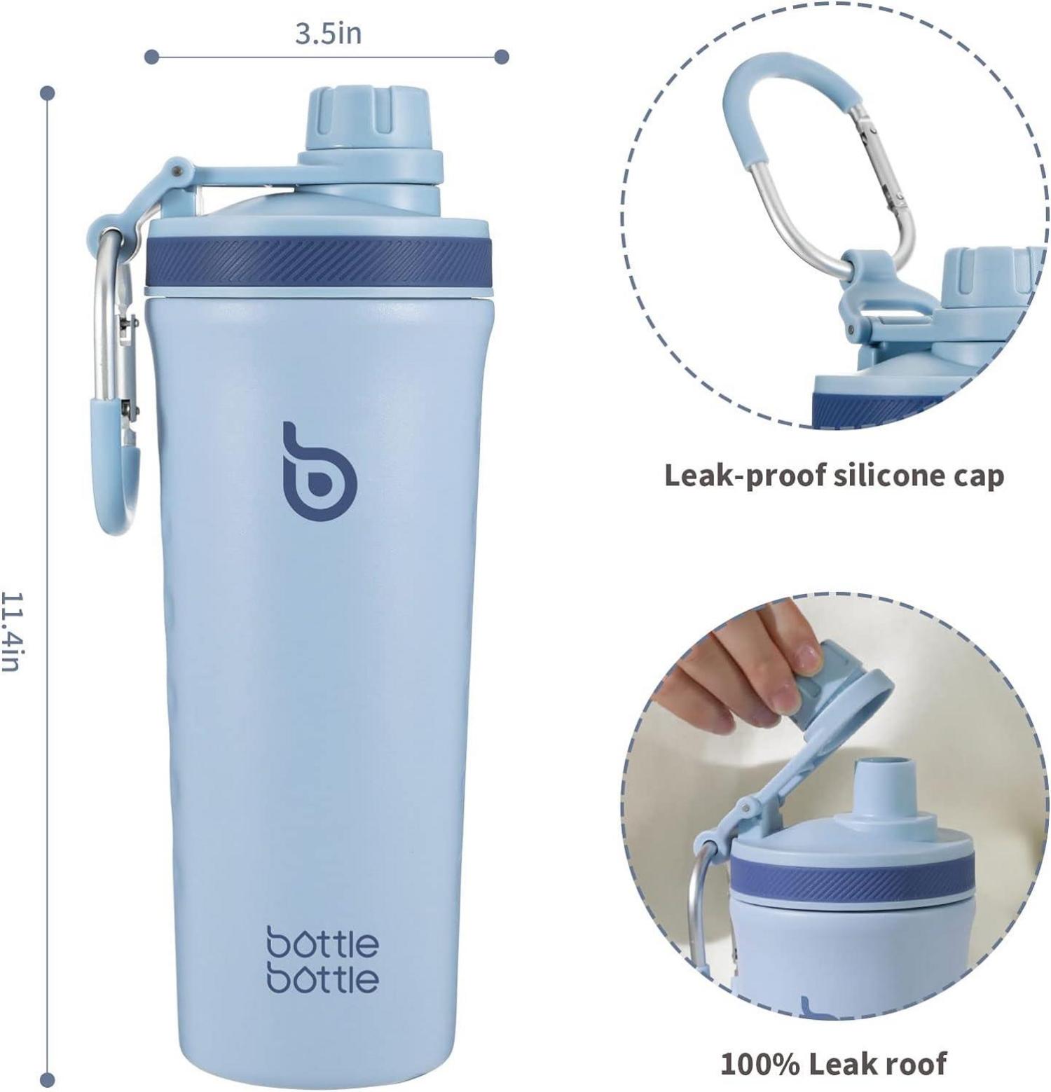Isolierte Edelstahl Shaker Trinkflasche mit Mischkugel 26oz Blau