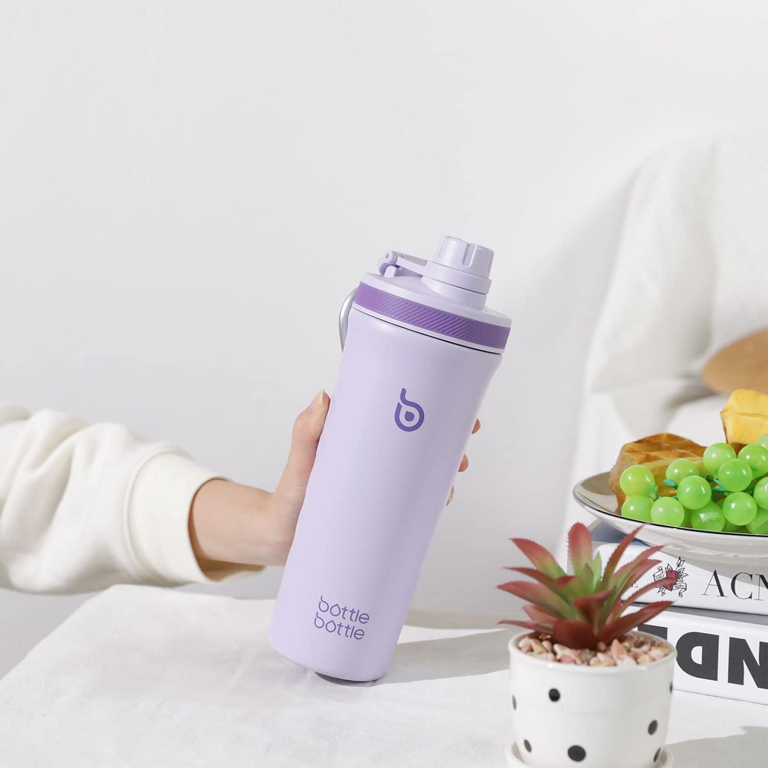 Isolierte Edelstahl Shaker Trinkflasche 26oz Protein Eiweiß Fitness Violett