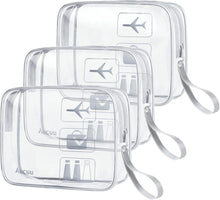 Durchsichtige Kulturtasche Set, 3 Stück PVC Make-up-Taschen - Grau