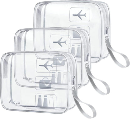 Durchsichtige Kulturtasche Set, 3 Stück PVC Make-up-Taschen - Grau