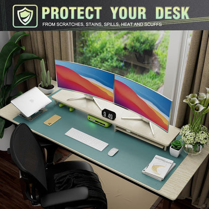 Knodel Tischunterlage PVC 120x60cm Laptop Schreibunterlage wasserdicht Büro/Heimbereich Grün/Grau