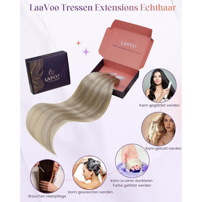 Echthaar Tressen Blond Highlights #P18/613 – 30cm, 80g