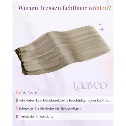 Echthaar Tressen Blond Highlights #P18/613 – 30cm, 80g