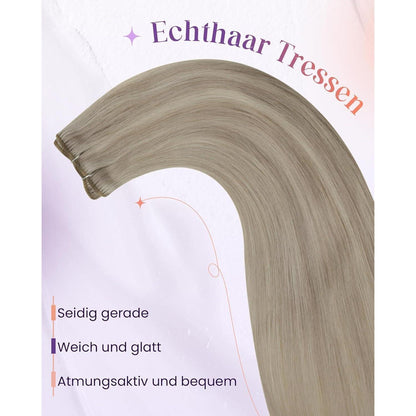 Echthaar Tressen Blond Highlights #P18/613 – 30cm, 80g