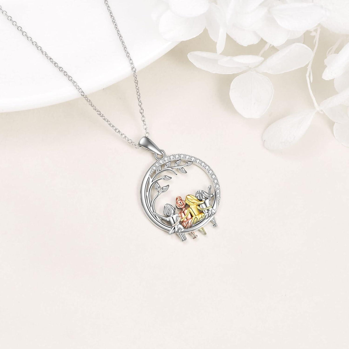 Schwestern Halskette "Always My Sister Forever My Friend" 925 Sterling Silber