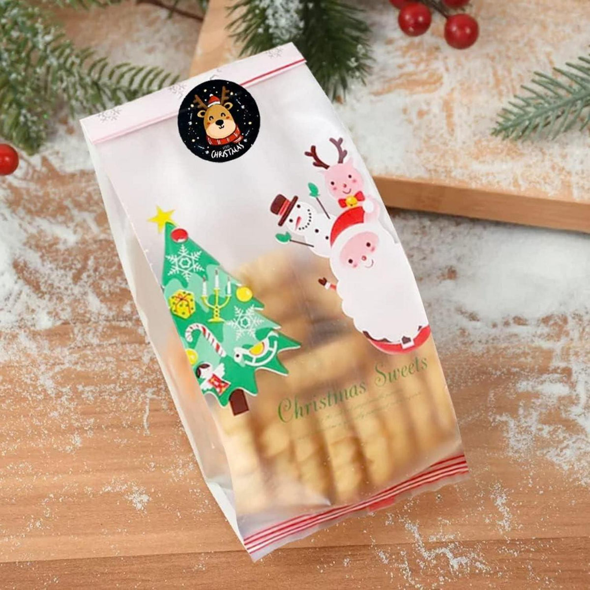 Weihnachten Cellophantüten 50 Stück Plätzchen Kekse Süßigkeit