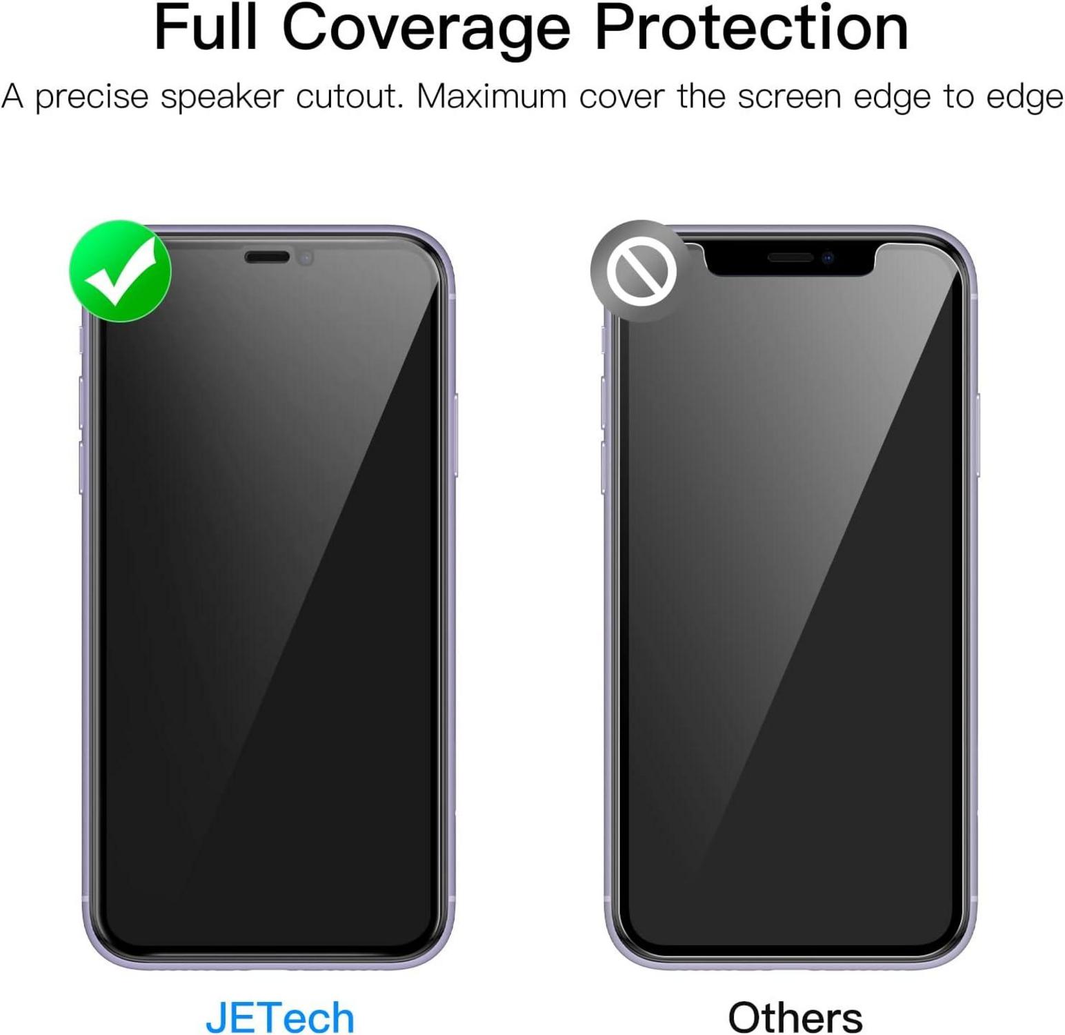 JETech Sichtschutz Full Screen Glasfolie iPhone 11 XR 6,1 Zoll Anti-Spy Displayschutz 2