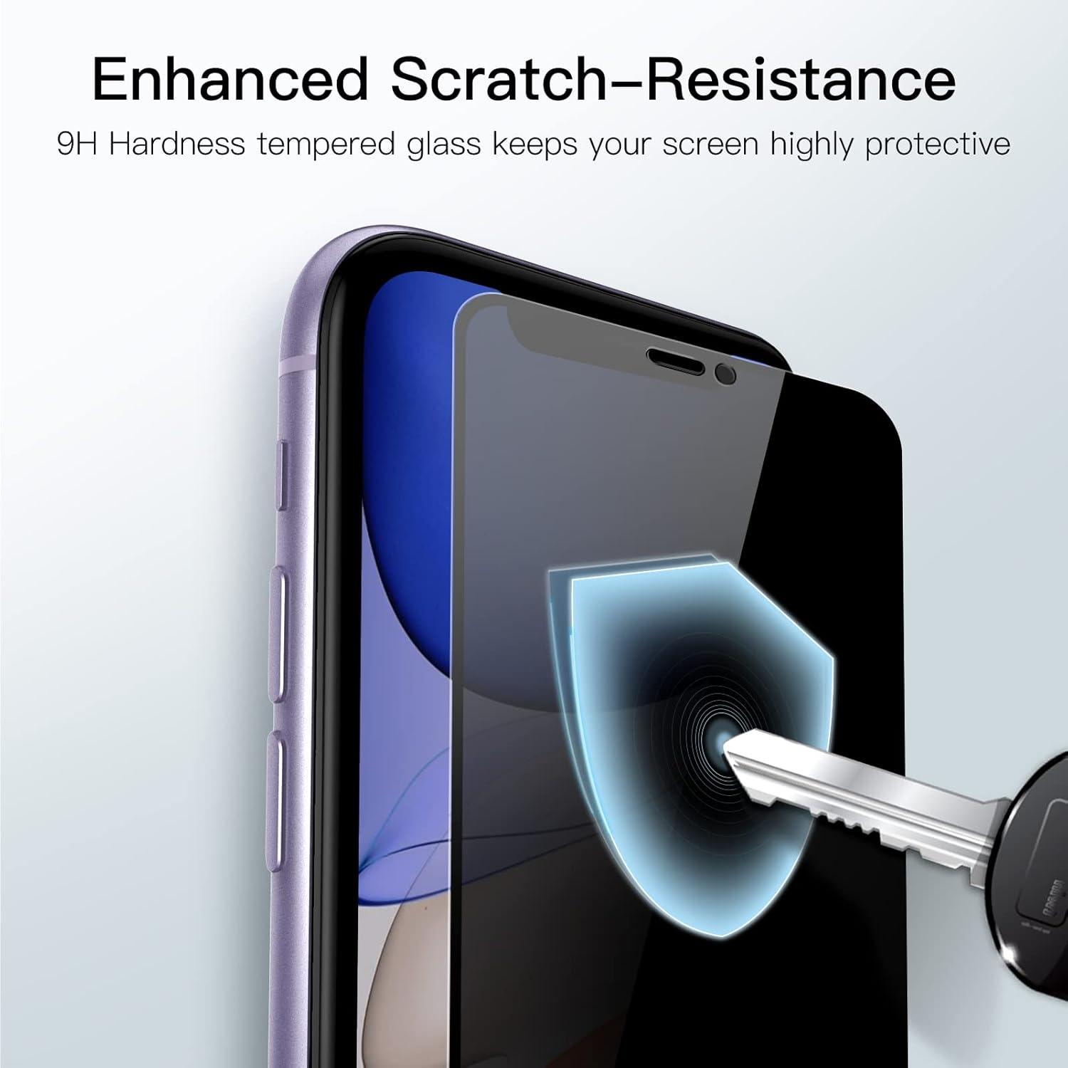 JETech Sichtschutz Panzer Schutzglas iPhone 11 XR 6,1 Zoll 2x