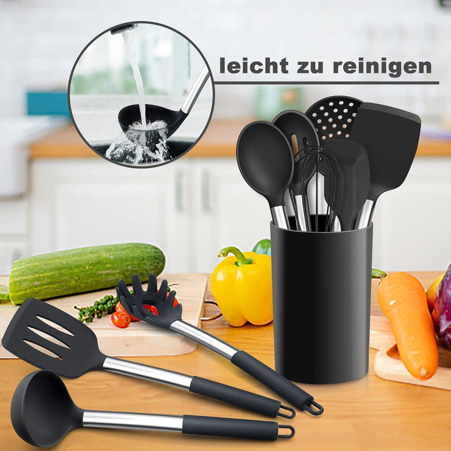 Herogo 22-teiliges Silikon Küchenutensilien Set mit Halter, Hitzebeständig