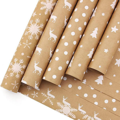 Weihnachtsgeschenkpapier Elch 43cm x 15m recycelbares Kraftpapier