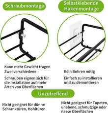 LXUDN Schwarzes Gewürzregal Wand 2-teiliges Set Ohne Bohren