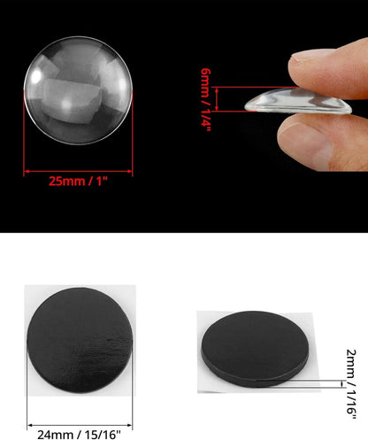 60er Set Glas Cabochons & Runde Magnete Selbstklebend