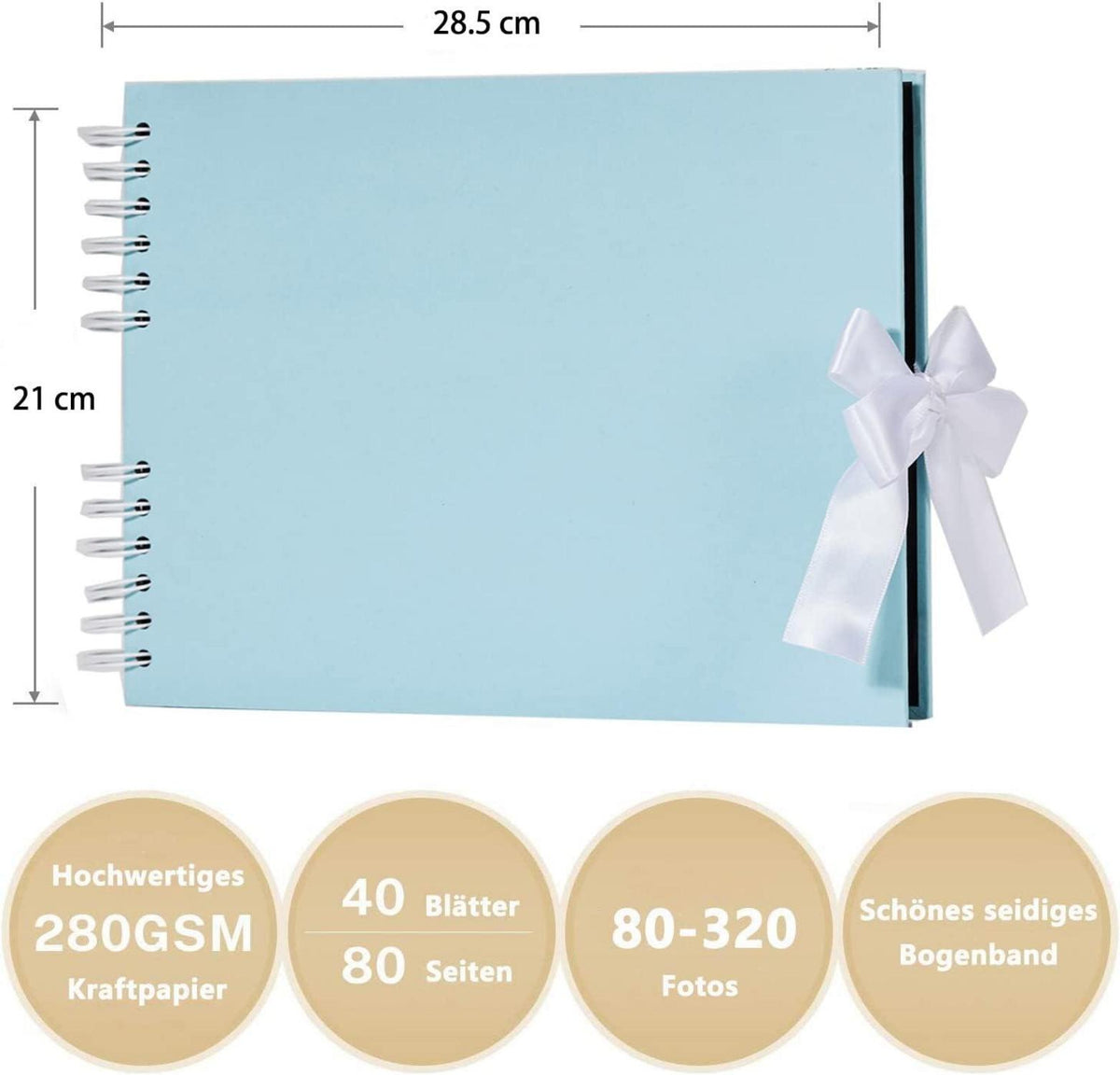 Fotoalbum zum Selbstgestalten DIY mit 80 Seiten azur-blau