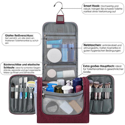 Große Kulturtasche zum Aufhängen, Rot