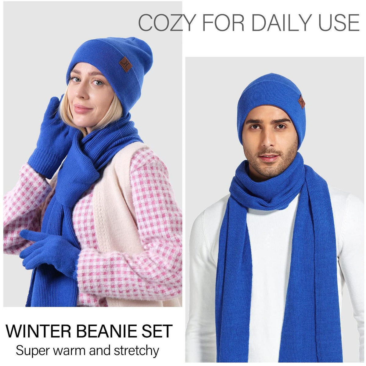 Mützen, Schal & Handschuh-Set Blau für Damen und Herren