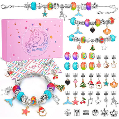 BIIB Mädchen Adventskalender Schmuck Bastelset Einhorn 5-12