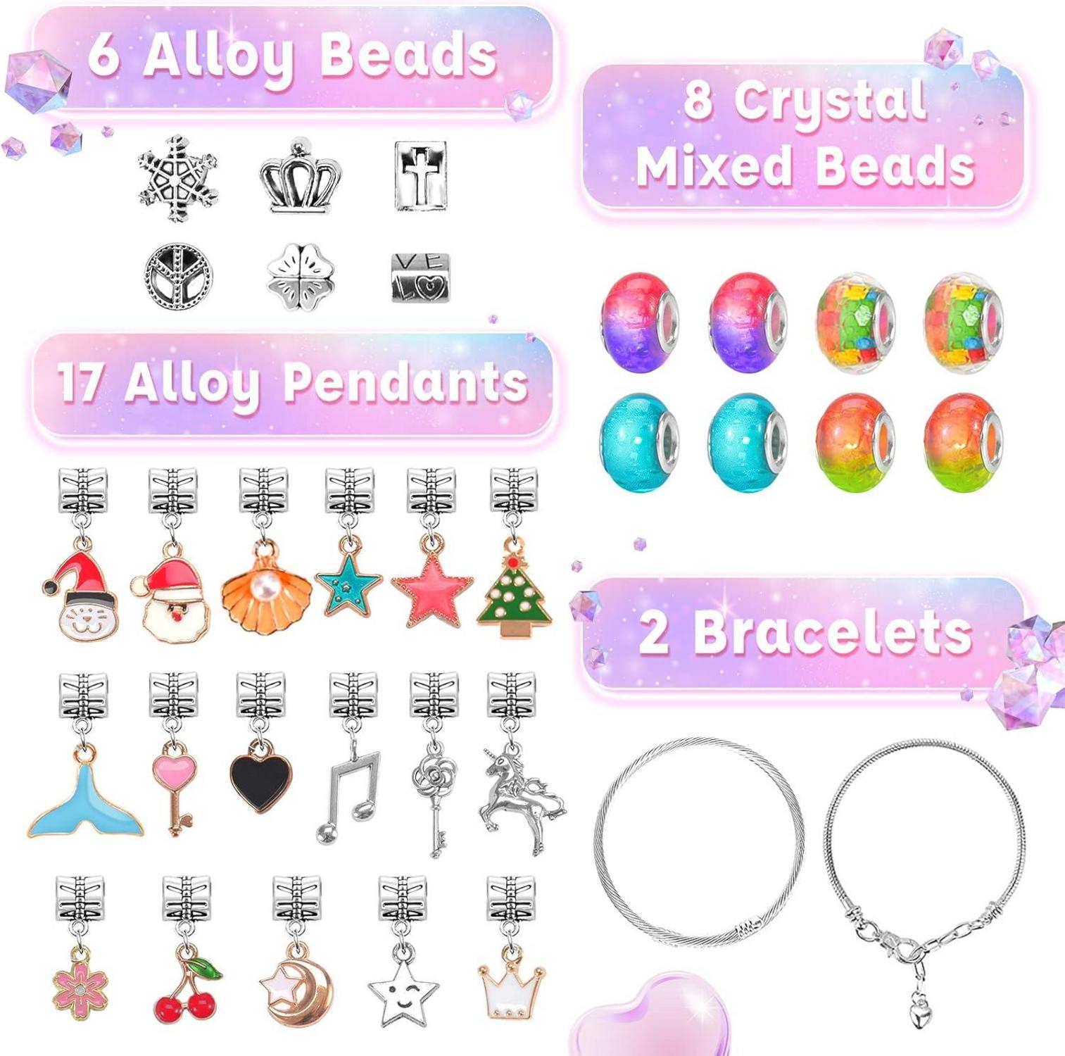 BIIB Mädchen Adventskalender Schmuck Bastelset Einhorn Geschenke für 5-12 Jahre
