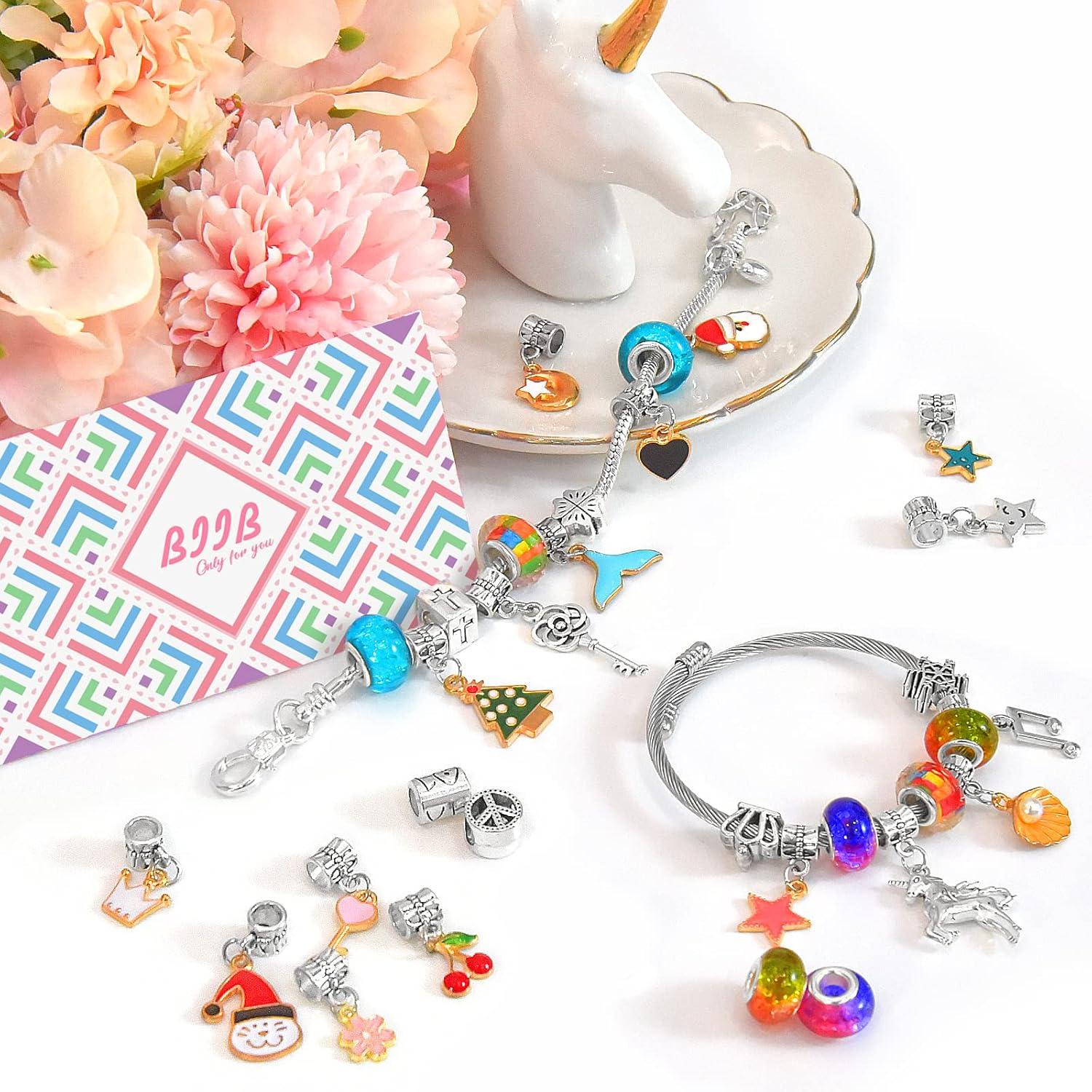 BIIB Mädchen Adventskalender Schmuck Bastelset Einhorn Armband 5-12J