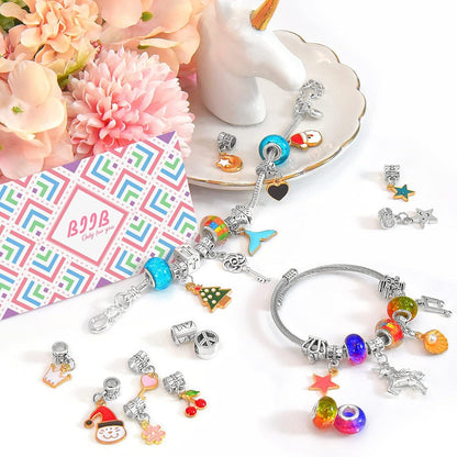 BIIB Mädchen Adventskalender Schmuck Bastelset Einhorn Armband 5-12J