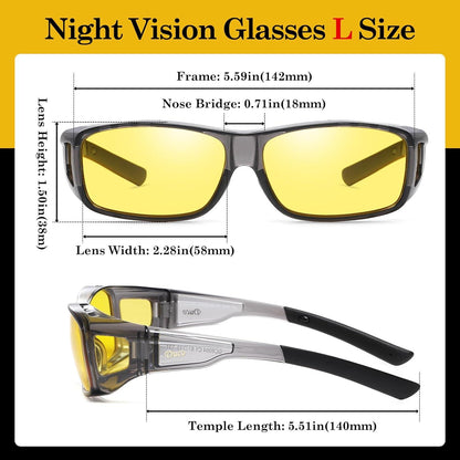 DUCO Nachtfahrtbrille polarisierte Überbrille für Brillenträger 8953Y