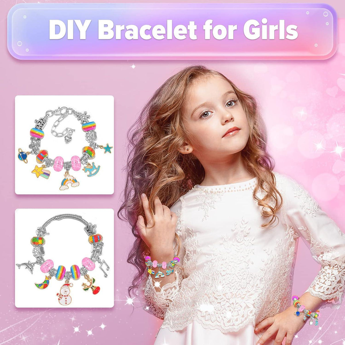 Schmuck Bastelset Armbänder Mädchen 5-12 Jahre DIY Party Craft Kit