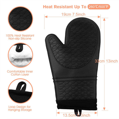 Ofenhandschuhe Silikon Hitzebestaendig Anti-Rutsch 260°C