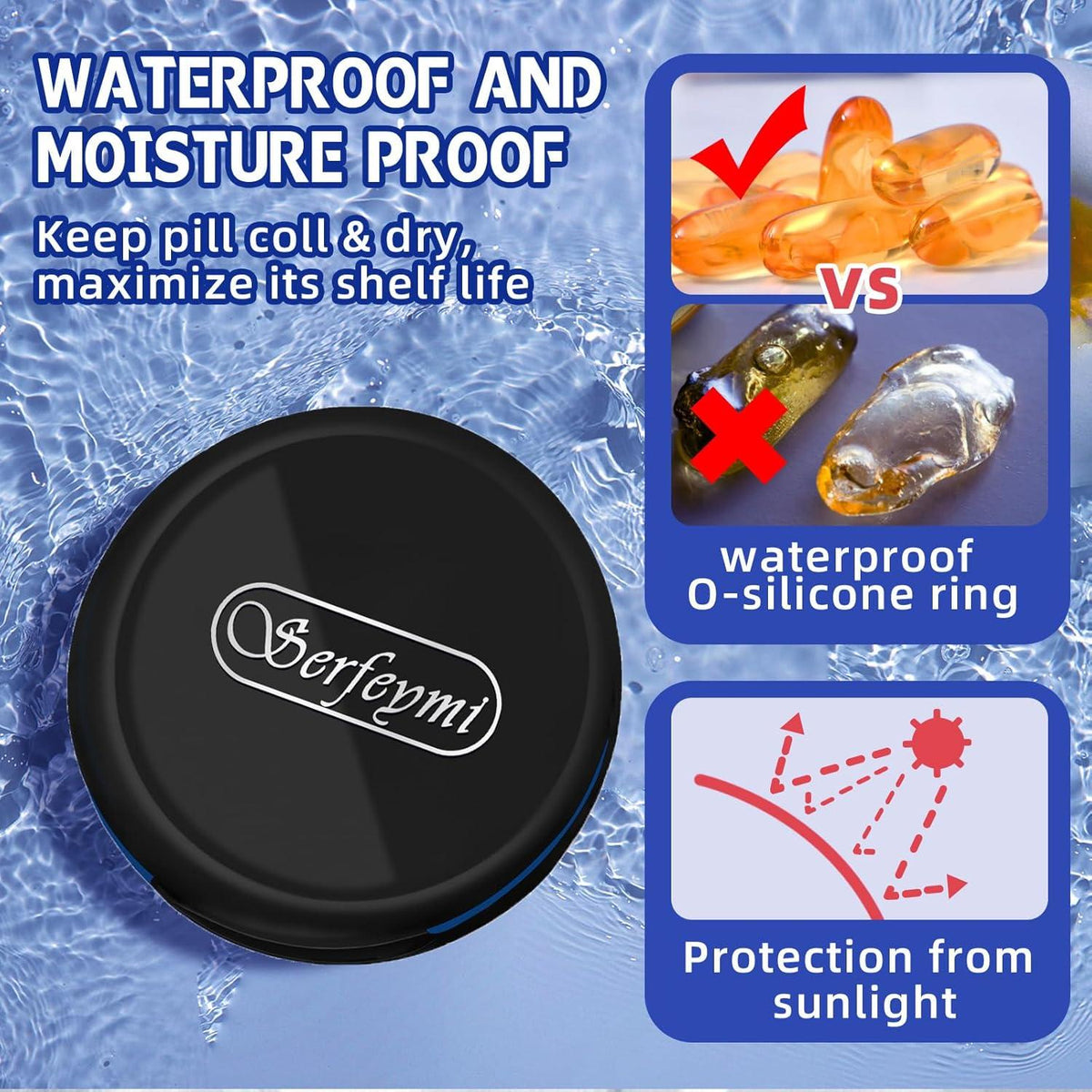Serfeymi Tablettenbox 3 Fächer Medikamentenbox Pillenbox für