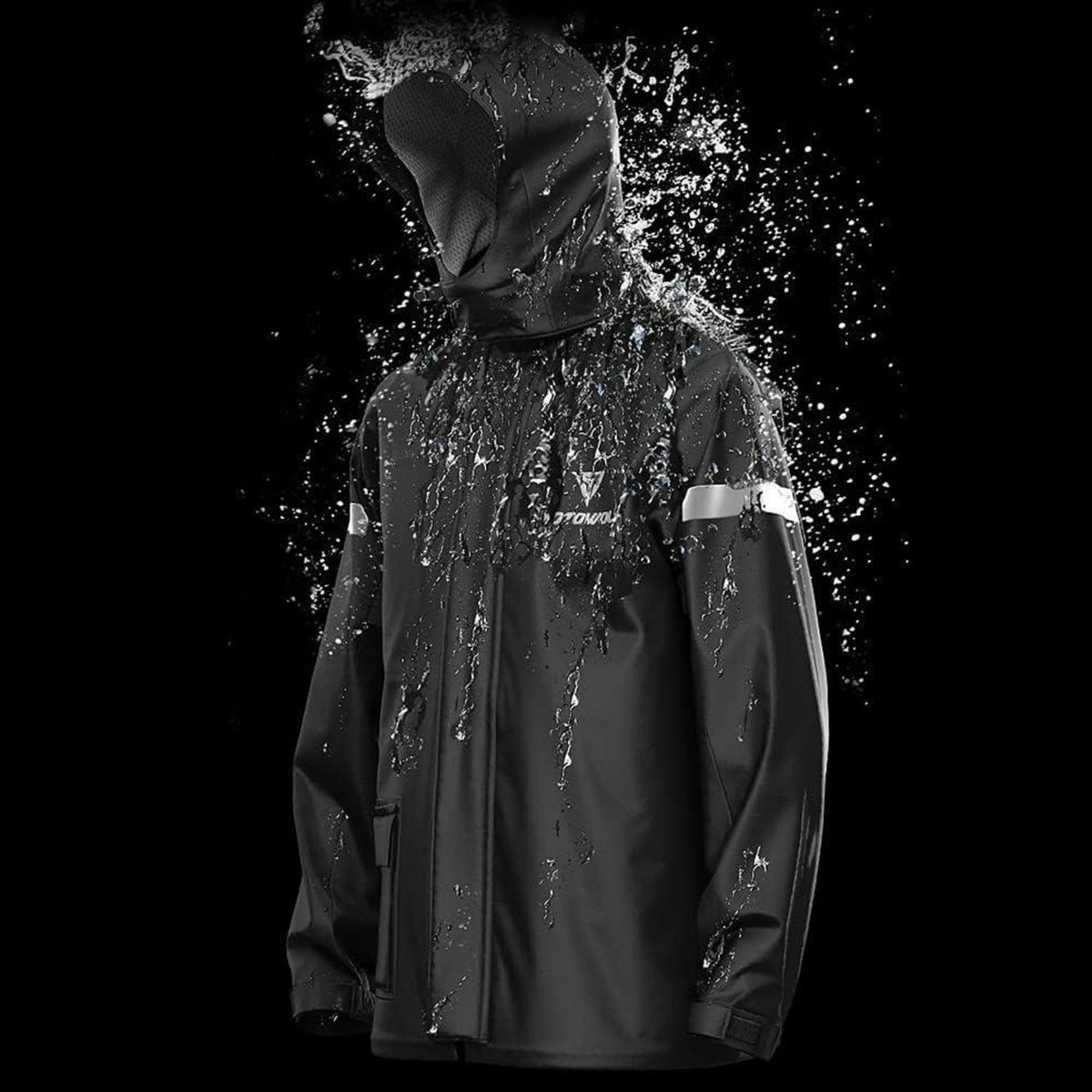 Herren Regenanzug wasserdicht atmungsaktiv mit reflektierenden Streifen Schwarz XL