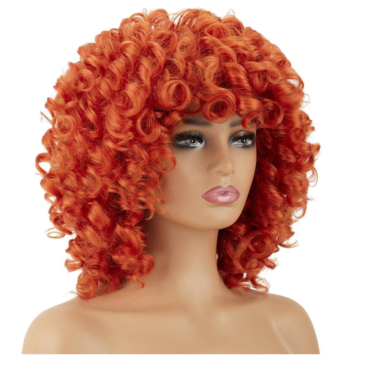 Lockige Afro Perücke Damen mit Pony – Orange Bob Perücke