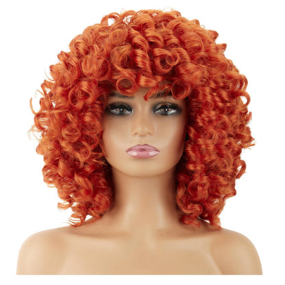 Lockige Afro Perücke Damen mit Pony – Orange Bob Perücke