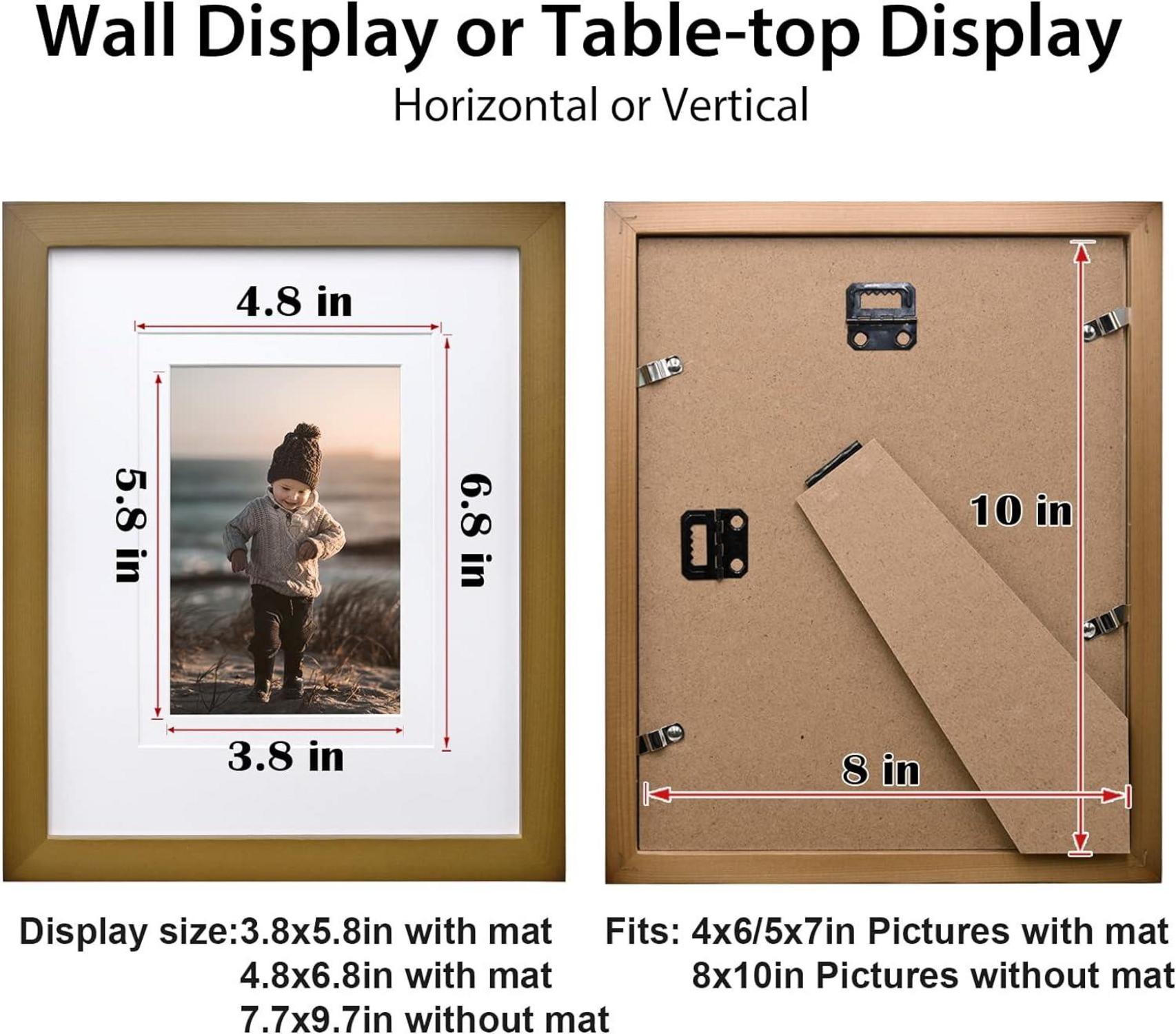 Brauner Holz Bilderrahmen 8x10 für Tisch & Wand, 4er Set
