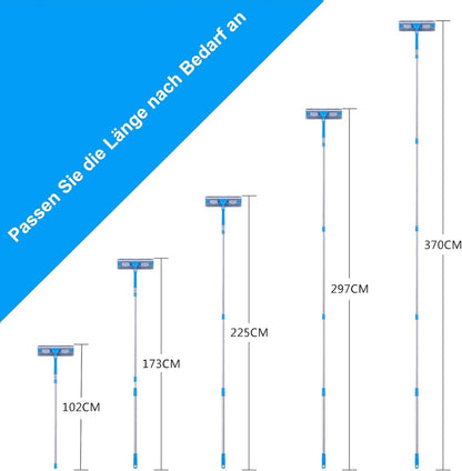 Teleskop Fensterwischer Set mit Verlängerungsstange und Gummilippe