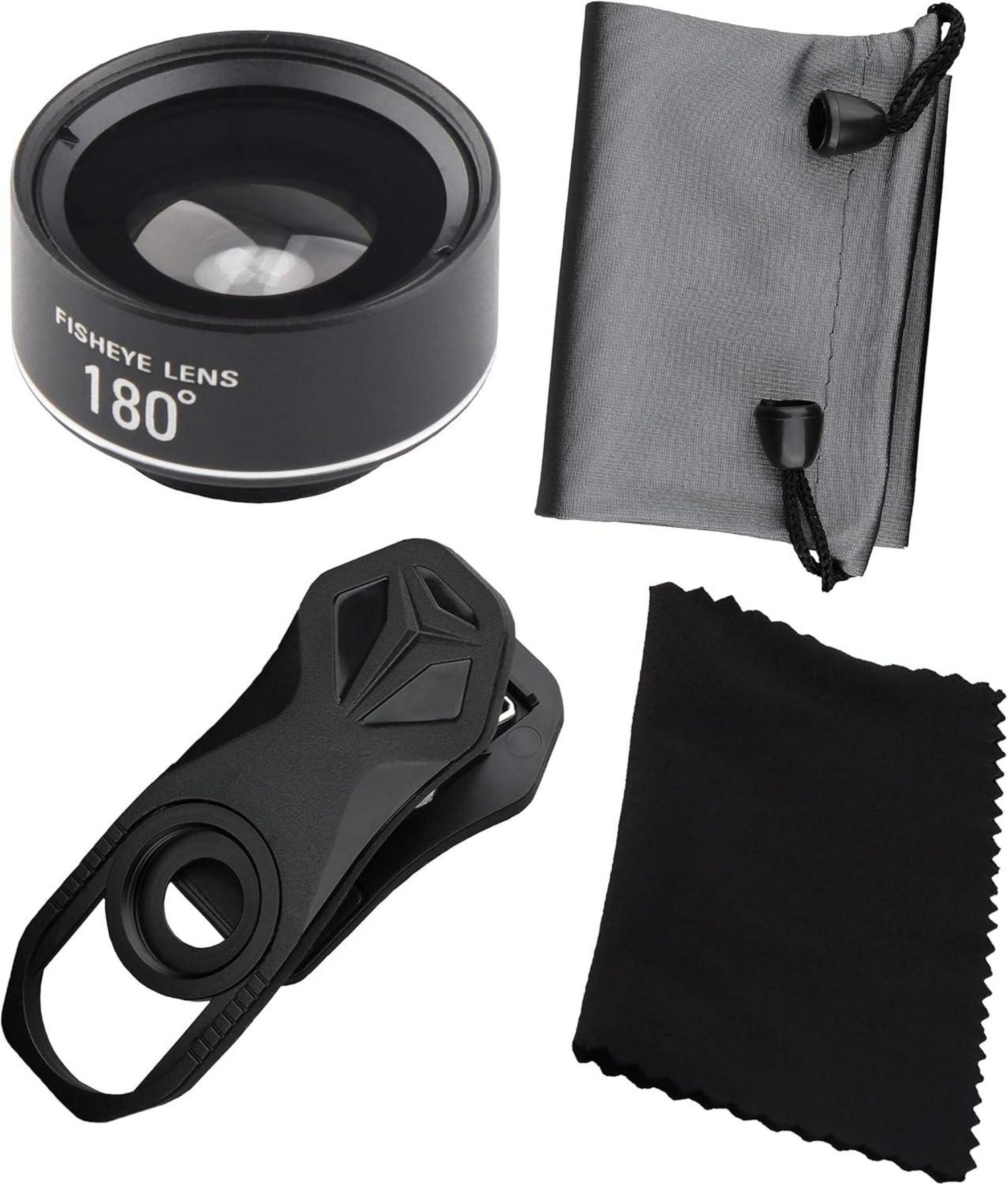 180° Fisheye-Objektiv mit Clip für iPhone Samsung Pixel BlackBerry